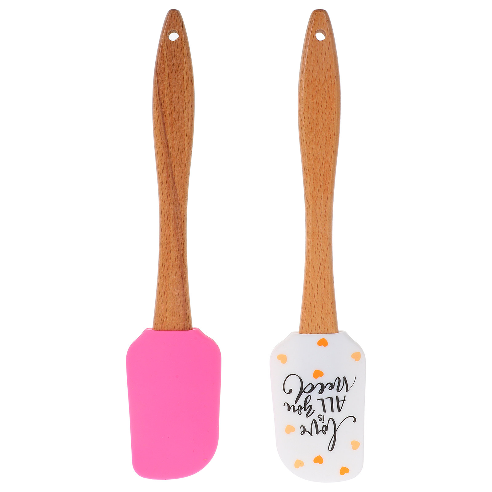 Kitchen Baking Decor - 2Pcs Heart Theme Silicone Spatula Set