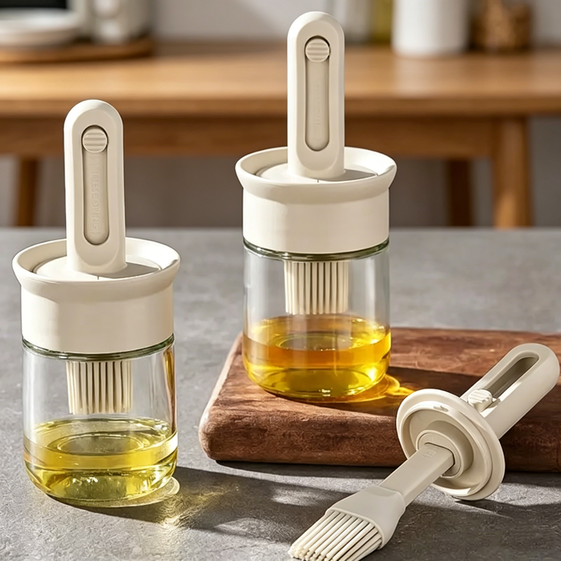 Kitchen Baking Brush - Glass Oil Bottle Food-grade Heat-resistant Silicone