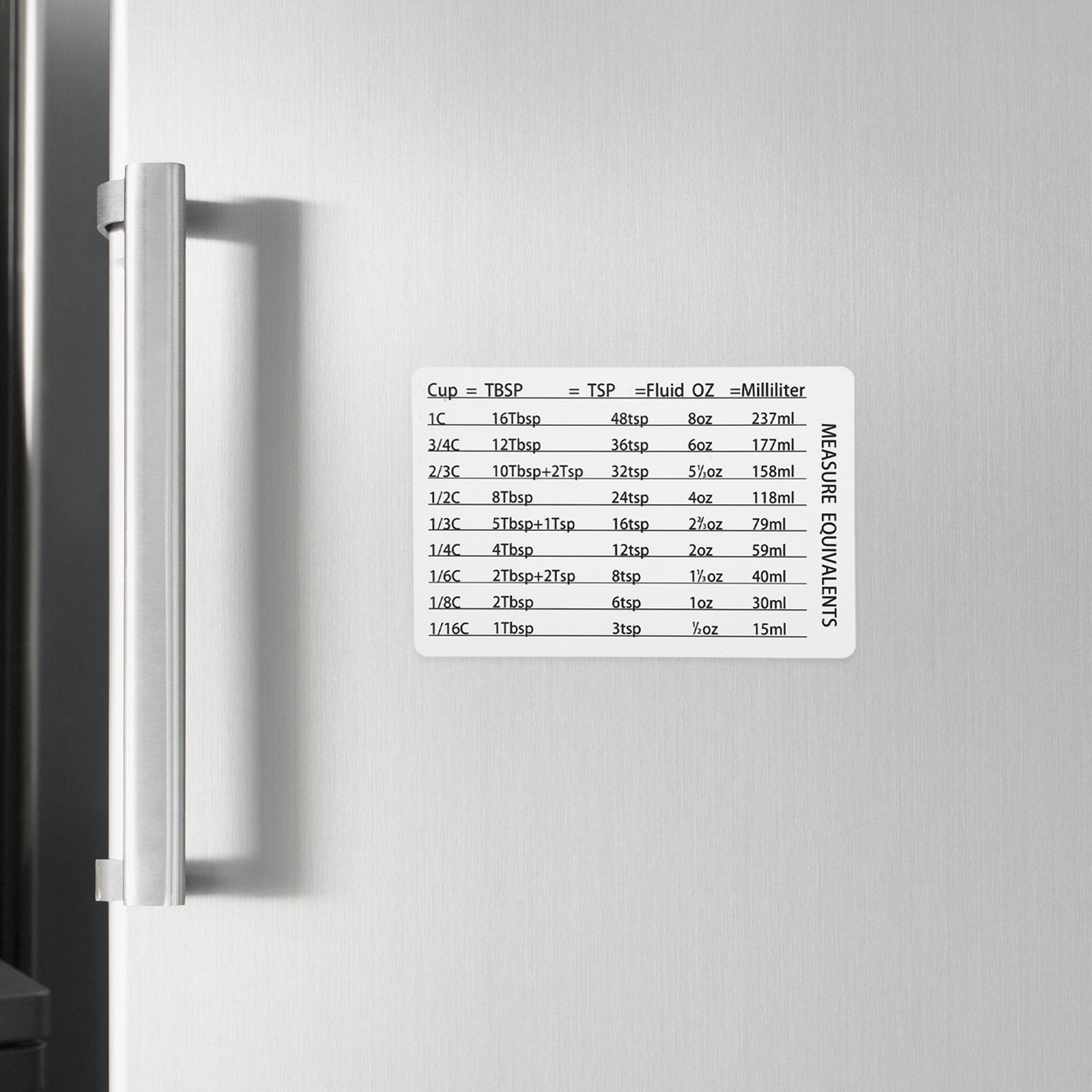 Kitchen Baking Conversion Chart - PVC Magnetic Kitchen Conversion Chart Measurement