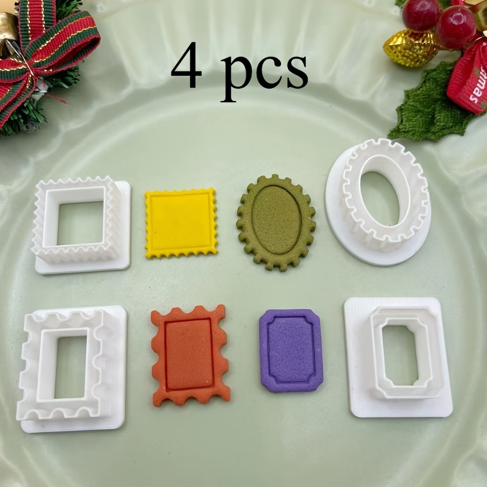 Kitchen Baking Cookies - 4pcs Holiday Photo Frame Cookie Cutters