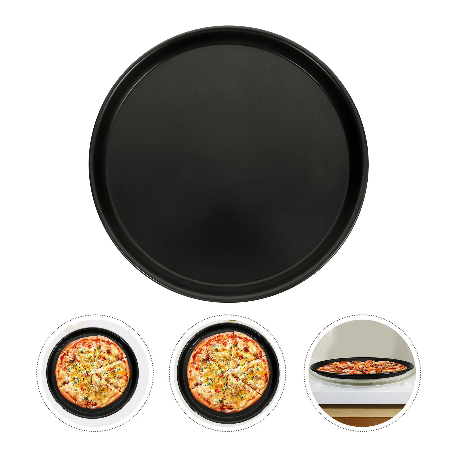 Kitchen Oven Baking Pans - Non-Stick Oven Pizza Pan Round Crisper