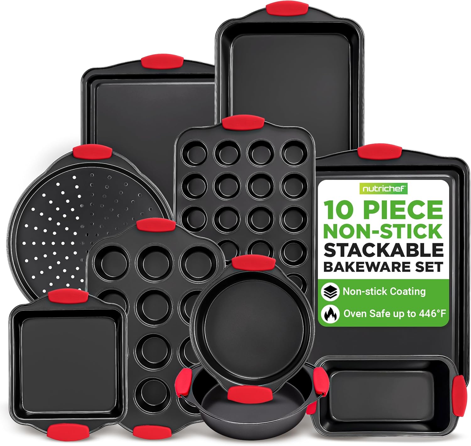 Kitchen Oven Baking Pans - 10-Piece Nonstick Kitchen Oven Baking Pans