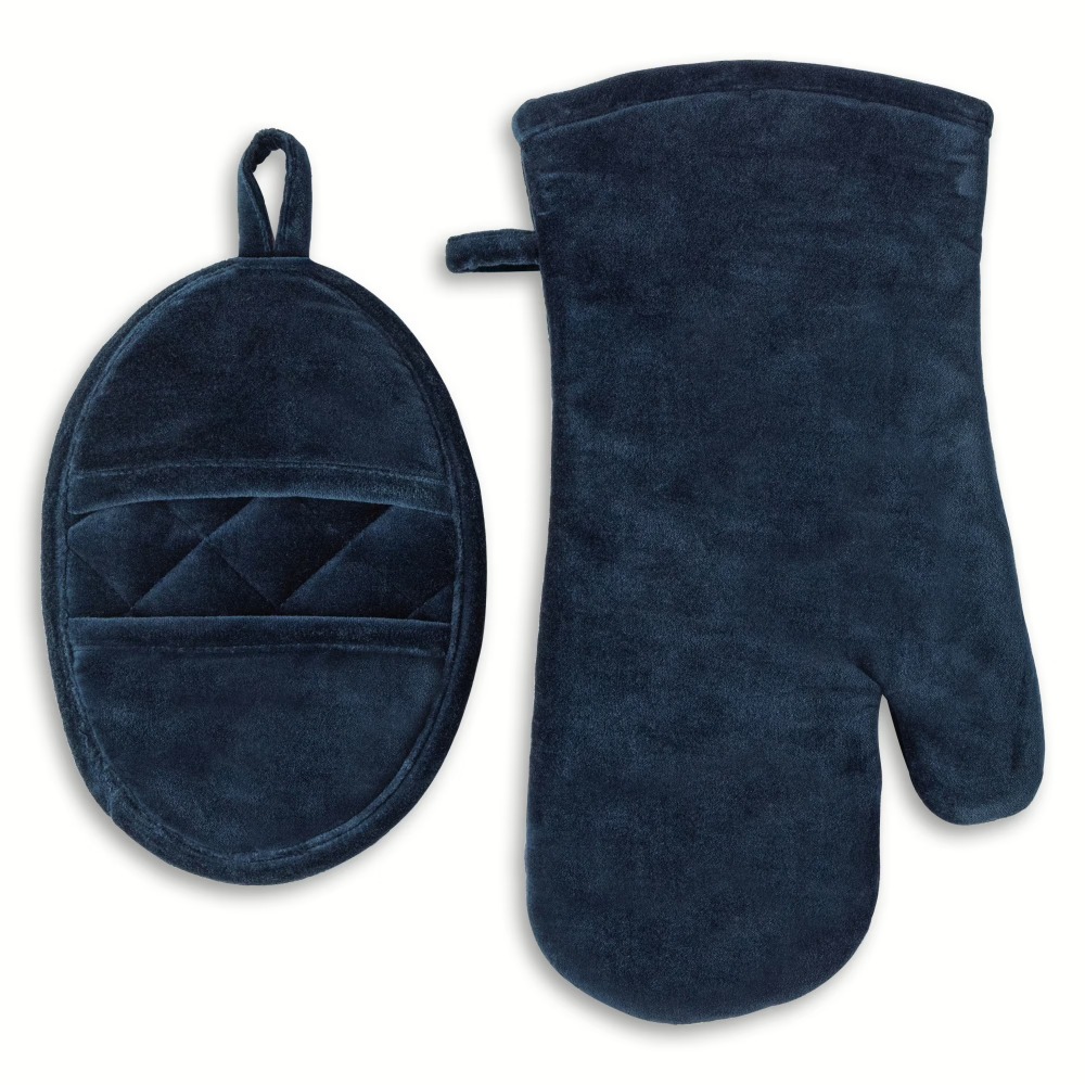 Kitchen Up - Velvet Blue 2-Piece Kitchen Oven Mitt