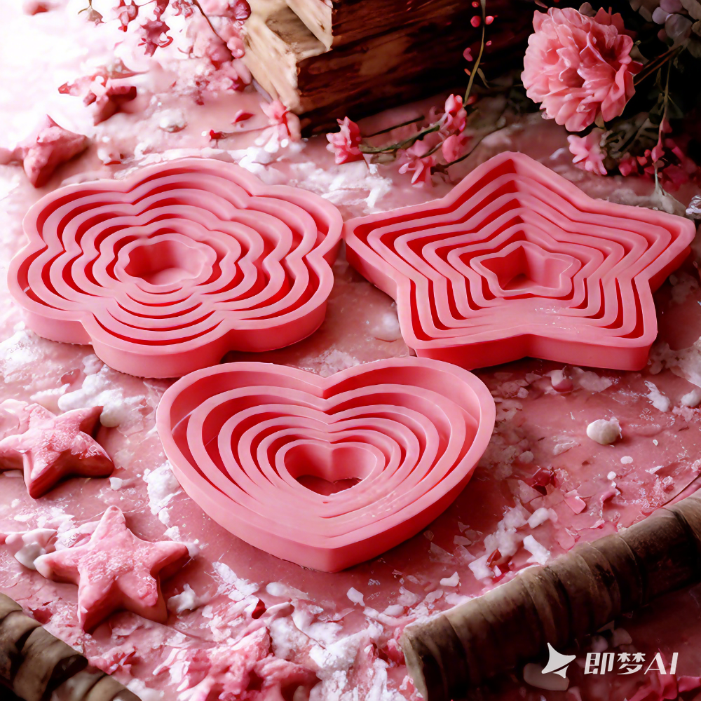 1set/3sets Pink Heart Star Flo - Kitchen Baking Cookies 评论和价格