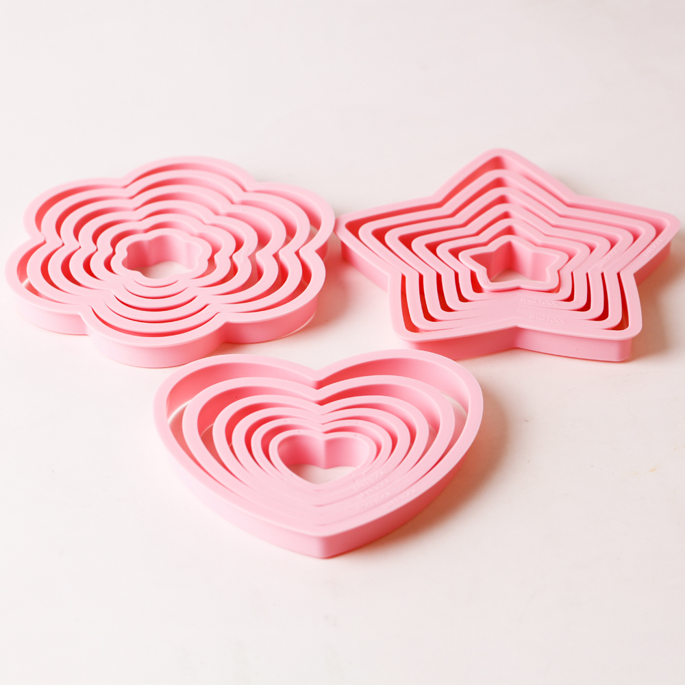 1set/3sets Pink Heart Star Flo - Kitchen Baking Cookies 评论和价格
