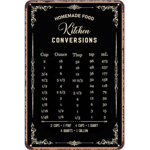 Rustic Tin Sign Decor Baking S - Kitchen Baking Conversion Chart 评论和价格