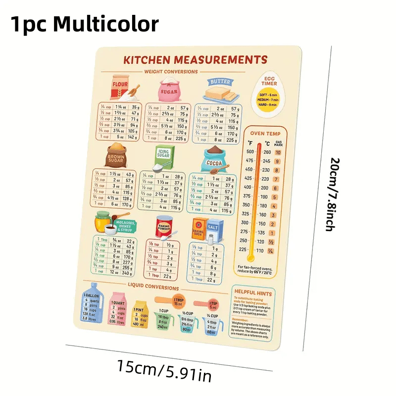 1PC Kitchen Conversion Chart,  - Kitchen Baking Conversion Chart 评论和价格