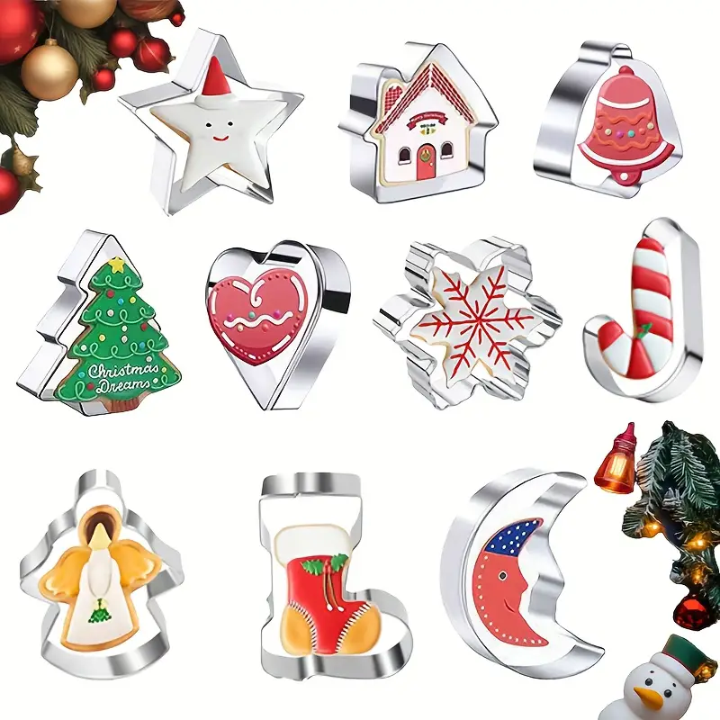 10PC Christmas Cookie Cutter S - Kitchen Baking Cookies 评论和价格