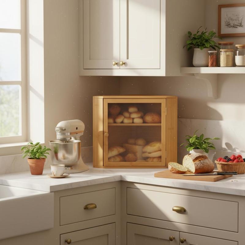 Corner Bread Box for Kitchen C - Kitchen Baking Corner 评论和价格