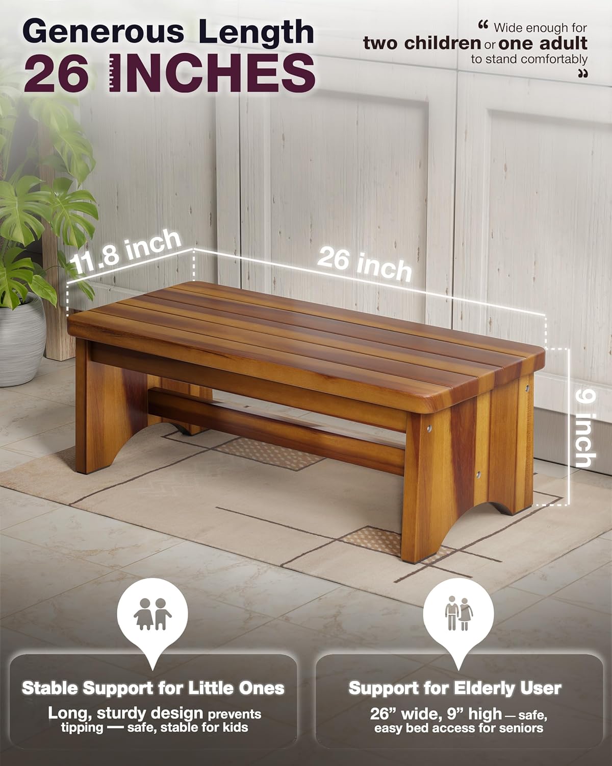 Extra Wide 26in Wooden Step St - Kitchen Up 评论和价格