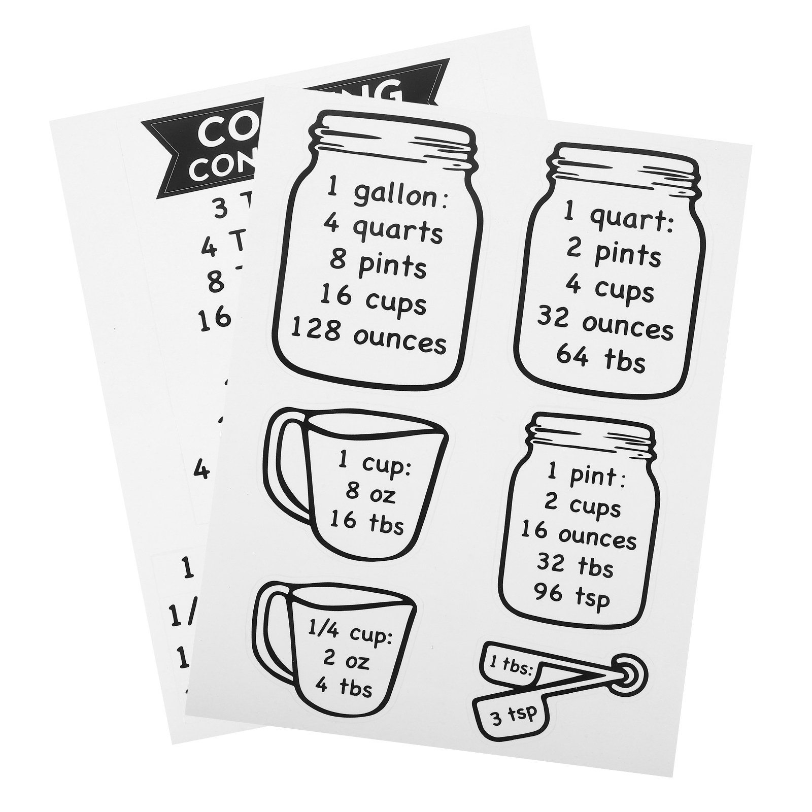 2Pcs Baking Conversion Chart S - Kitchen Baking Conversion Chart 评论和价格