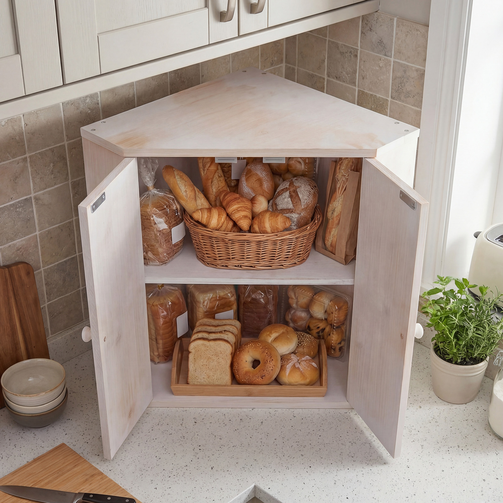 COSTWAY Corner Bread Box for K - Kitchen Baking Corner 评论和价格