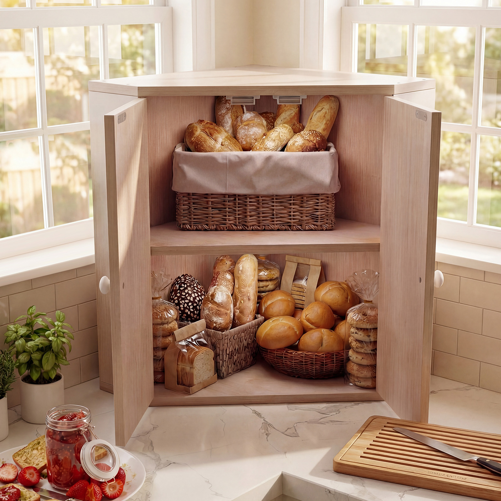 COSTWAY Corner Bread Box for K - Kitchen Baking Corner 评论和价格