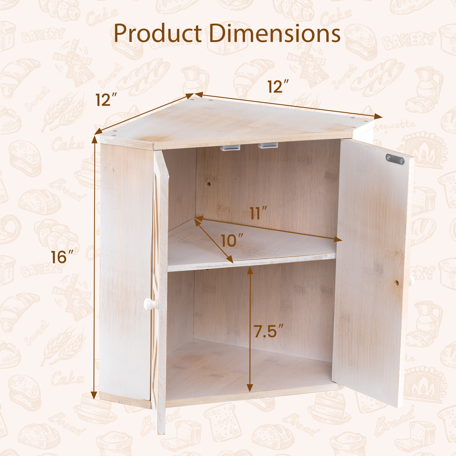 COSTWAY Corner Bread Box for K - Kitchen Baking Corner 评论和价格
