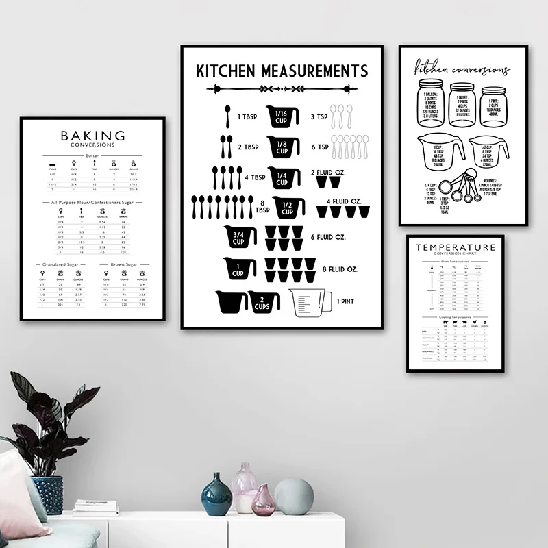 Minimalist Food Kitchen Measur - Kitchen Baking Conversion Chart 评论和价格