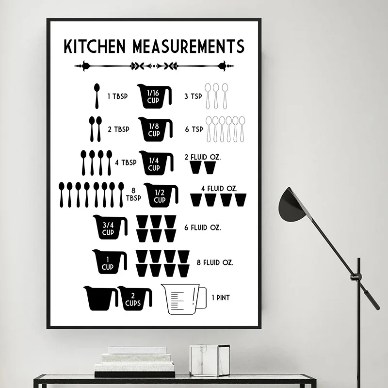 Minimalist Food Kitchen Measur - Kitchen Baking Conversion Chart 评论和价格