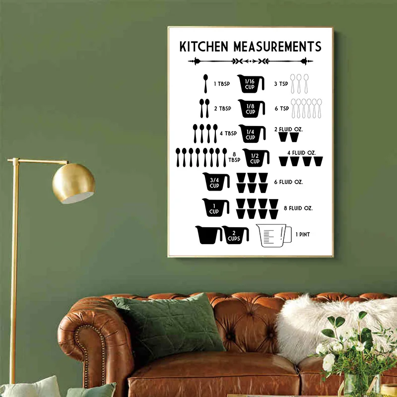 Minimalist Food Kitchen Measur - Kitchen Baking Conversion Chart 评论和价格