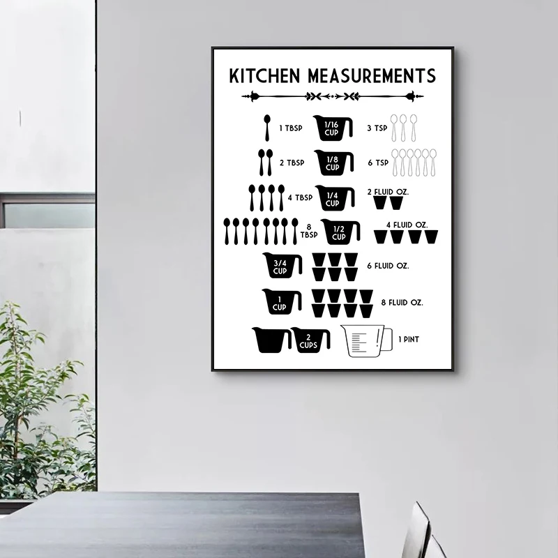 Minimalist Food Kitchen Measur - Kitchen Baking Conversion Chart 评论和价格