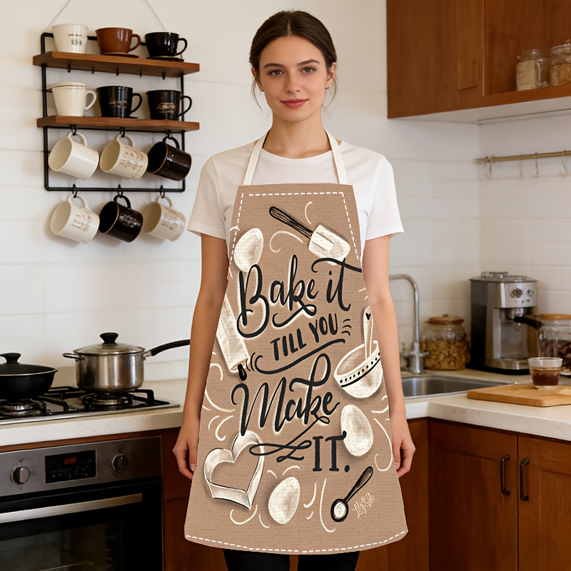 1pc Baking Quote Apron Beige K - Kitchen Baking Quotes 评论和价格